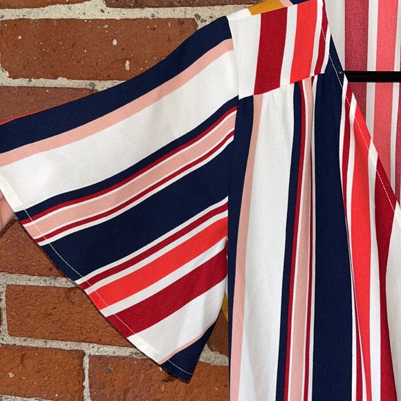 Halogen Dress Wrap Tie Back Multi Color Striped Size Small - Picture 3 of 7